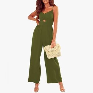 Women's Loose Sleeveless Jumpsuits Adjustable Spaghetti Strap Long Pant Romper